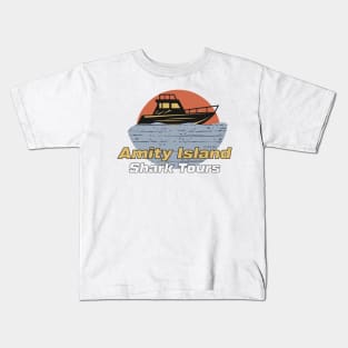 JAWS Movie Amity Island Shark Tours Vintage Style Design Kids T-Shirt